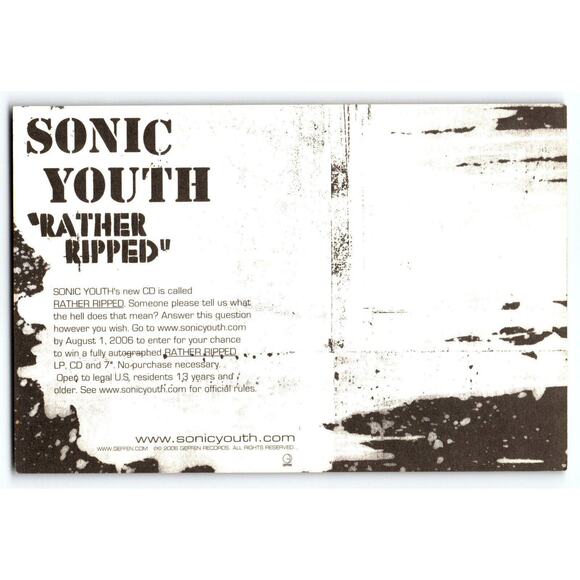 Sonic Youth Rather Ripped CD Album Promo Postcard Vintage Punk Rock - Picture 2 of 2